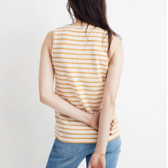 Whisper Cotton V-Neck Pocket Tank Baker Stripe XS - Picture 3 of 6
